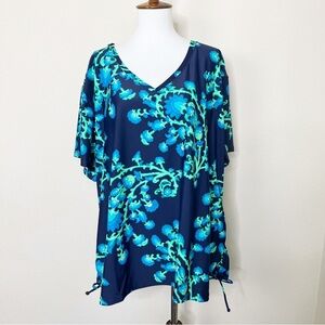 Calypsa‎ V-Neck Adele Swim Top in Barbados Blue